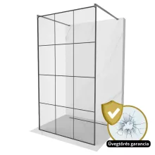 HD Oslo Light Gun Grey szabadonálló Walk-In zuhanyfal 8 mm vastag vízlepergető biztonsági üveggel, 200 cm magas, két távtartóval