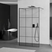 HD Oslo Light Gun Grey szabadonálló Walk-In zuhanyfal 8 mm vastag vízlepergető biztonsági üveggel, 200 cm magas, két távtartóval