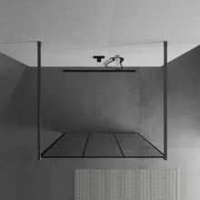 HD Oslo Light Gun Grey szabadonálló Walk-In zuhanyfal 8 mm vastag vízlepergető biztonsági üveggel, 200 cm magas, két távtartóval