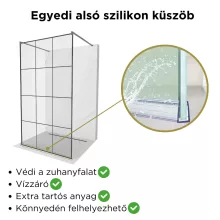 HD Oslo Light Gun Grey szabadonálló Walk-In zuhanyfal 8 mm vastag vízlepergető biztonsági üveggel, 200 cm magas, két távtartóval