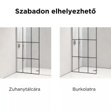 HD Oslo Light White szabadonálló Walk-In zuhanyfal, 90x200 cm, 8 mm vastag vízlepergető biztonsági üveggel, 200 cm magas, két távtartóval