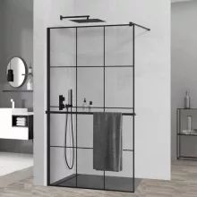 HD Oslo+ Black Walk-In zuhanyfal, 110x200 cm, 8 mm vastag vízlepergető biztonsági üveggel, 200 cm magas, fekete profillal és távtartóval