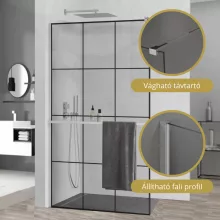 HD Oslo+ Walk-In zuhanyfal, 100x200 cm, 8 mm vastag vízlepergető biztonsági üveggel, 200 cm magas, króm profillal és távtartóval