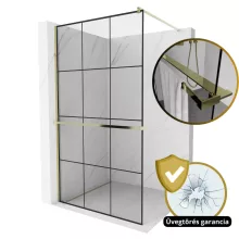 HD Oslo+ Gold Walk-In zuhanyfal, 110x200 cm, 8 mm vastag vízlepergető biztonsági üveggel, 200 cm magas, arany profillal és távtartóval