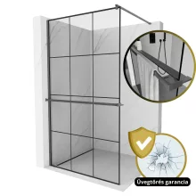 HD Oslo+ Gun Grey Walk-In zuhanyfal, 100x200 cm, 8 mm vastag vízlepergető biztonsági üveggel, 200 cm magas, szürke profillal és távtartóval