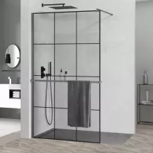 HD Oslo+ Gun Grey Walk-In zuhanyfal, 100x200 cm, 8 mm vastag vízlepergető biztonsági üveggel, 200 cm magas, szürke profillal és távtartóval