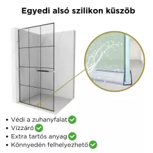 HD Oslo+ "L" Walk-In zuhanyfal, 100x200 cm, 8 mm vastag vízlepergető biztonsági üveggel, 200 cm magas, króm profillal és "L" stabilizátorral