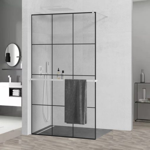 HD Oslo+ White Walk-In zuhanyfal, 100x200 cm, 8 mm vastag vízlepergető biztonsági üveggel, 200 cm magas, fehér profillal és távtartóval