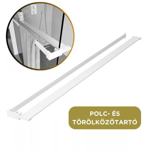 HD Oslo+ White Walk-In zuhanyfal, 120x200 cm, 8 mm vastag vízlepergető biztonsági üveggel, 200 cm magas, fehér profillal és távtartóval