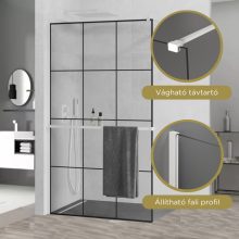 HD Oslo+ White Walk-In zuhanyfal, 100x200 cm, 8 mm vastag vízlepergető biztonsági üveggel, 200 cm magas, fehér profillal és távtartóval