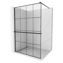 HD Oslo+ Black Walk-In zuhanyfal, 140x200 cm, 8 mm vastag vízlepergető biztonsági üveggel, 200 cm magas, fekete profillal és távtartóval