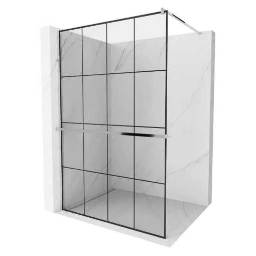 HD Oslo+ Walk-In zuhanyfal, 130x200 cm, 8 mm vastag vízlepergető biztonsági üveggel, 200 cm magas, króm profillal és távtartóval