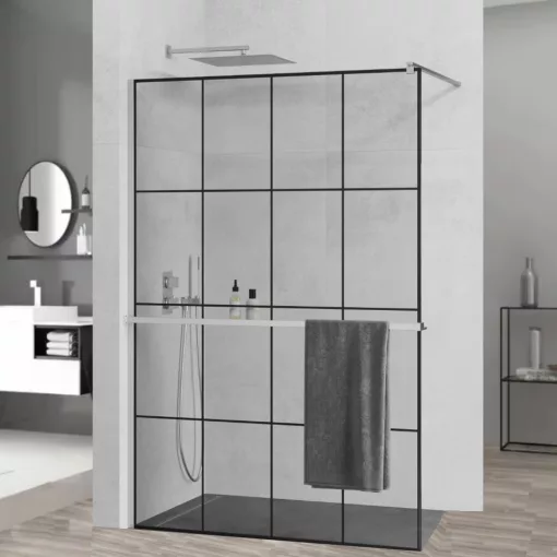 HD Oslo+ Walk-In zuhanyfal, 130x200 cm, 8 mm vastag vízlepergető biztonsági üveggel, 200 cm magas, króm profillal és távtartóval