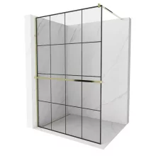 HD Oslo+ Gold Walk-In zuhanyfal, 140x200 cm, 8 mm vastag vízlepergető biztonsági üveggel, 200 cm magas, arany profillal és távtartóval