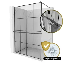 HD Oslo+ Gun Grey Walk-In zuhanyfal, 130x200 cm, 8 mm vastag vízlepergető biztonsági üveggel, 200 cm magas, szürke profillal és távtartóval