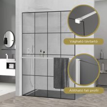 HD Oslo+ White Walk-In zuhanyfal, 140x200 cm, 8 mm vastag vízlepergető biztonsági üveggel, 200 cm magas, fehér profillal és távtartóval