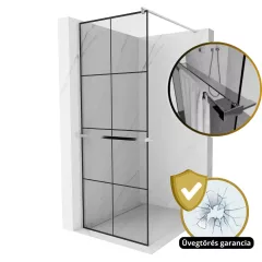   HD Oslo+ Walk-In zuhanyfal 8 mm vastag vízlepergető biztonsági üveggel, 200 cm magas, króm profillal és távtartóval