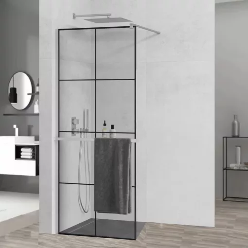 HD Oslo+ Walk-In zuhanyfal 8 mm vastag vízlepergető biztonsági üveggel, 200 cm magas, króm profillal és távtartóval