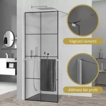 HD Oslo+ Walk-In zuhanyfal 8 mm vastag vízlepergető biztonsági üveggel, 200 cm magas, króm profillal és távtartóval