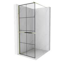 HD Oslo+ Gold Walk-In zuhanyfal 8 mm vastag vízlepergető biztonsági üveggel, 200 cm magas, arany profillal és távtartóval