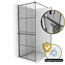 HD Oslo+ Gun Grey Walk-In zuhanyfal 8 mm vastag vízlepergető biztonsági üveggel, 200 cm magas, szürke profillal és távtartóval