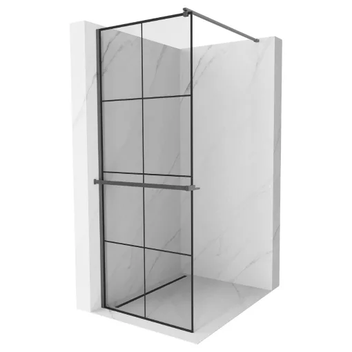 HD Oslo+ Gun Grey Walk-In zuhanyfal 8 mm vastag vízlepergető biztonsági üveggel, 200 cm magas, szürke profillal és távtartóval