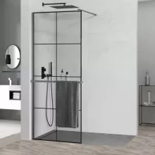 HD Oslo+ Gun Grey Walk-In zuhanyfal 8 mm vastag vízlepergető biztonsági üveggel, 200 cm magas, szürke profillal és távtartóval
