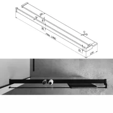 HD Oslo+ "L" Black Walk-In zuhanyfal 8 mm vastag vízlepergető biztonsági üveggel, 200 cm magas, fekete profillal és "L" stabilizátorral