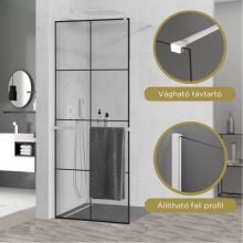 HD Oslo+ White Walk-In zuhanyfal, 80x200 cm, 8 mm vastag vízlepergető biztonsági üveggel, 200 cm magas, fehér profillal és távtartóval
