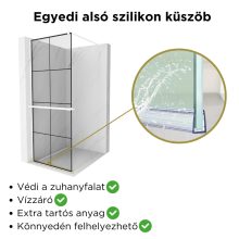 HD Oslo+ White Walk-In zuhanyfal, 80x200 cm, 8 mm vastag vízlepergető biztonsági üveggel, 200 cm magas, fehér profillal és távtartóval