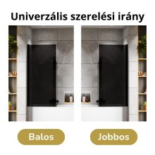 HD Prime Black 70x150 kihajtható 1 szárnyú kádparaván 6 mm vastag vízlepergető biztonsági grafit üveggel, fekete elemekkel