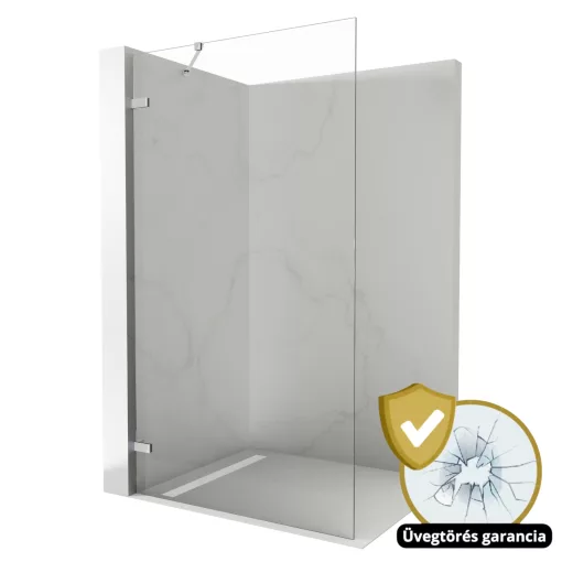 HD Sky "S" Chrome Walk-In zuhanyfal 8 mm vastag vízlepergető biztonsági üveggel, 200 cm magas, krómozott zsanérokkal és sarokmerevítővel