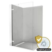 HD Sky "S" White Walk-In zuhanyfal 8 mm vastag vízlepergető biztonsági üveggel, 200 cm magas, matt fehér zsanérokkal és sarokmerevítővel