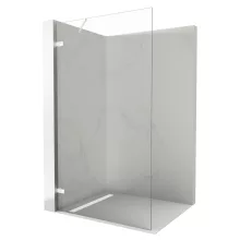 HD Sky "S" White Walk-In zuhanyfal 8 mm vastag vízlepergető biztonsági üveggel, 200 cm magas, matt fehér zsanérokkal és sarokmerevítővel