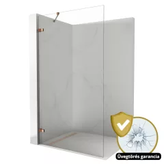   HD Sky "S" Rose Walk-In zuhanyfal 8 mm vastag vízlepergető biztonsági üveggel, 200 cm magas, rózsa arany zsanérokkal és sarokmerevítővel