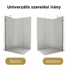 HD Sky "S" Rose Walk-In zuhanyfal 8 mm vastag vízlepergető biztonsági üveggel, 200 cm magas, rózsa arany zsanérokkal és sarokmerevítővel