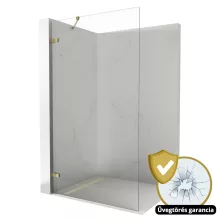 HD Sky "S" Gold Walk-In zuhanyfal, 120x200 cm, 8 mm vastag vízlepergető biztonsági üveggel, 200 cm magas, fényes arany zsanérokkal és sarokmerevítővel