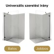 HD Sky "S" Black Walk-In zuhanyfal 8 mm vastag vízlepergető biztonsági üveggel, 200 cm magas, matt fekete zsanérokkal és sarokmerevítővel