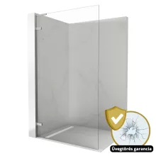 HD Sky "L" Chrome Walk-In zuhanyfal 8 mm vastag vízlepergető biztonsági üveggel, 200 cm magas, krómozott zsanérokkal és "L" merevítővel