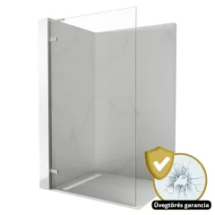   HD Sky "L" Chrome Walk-In zuhanyfal 8 mm vastag vízlepergető biztonsági üveggel, 200 cm magas, krómozott zsanérokkal és "L" merevítővel