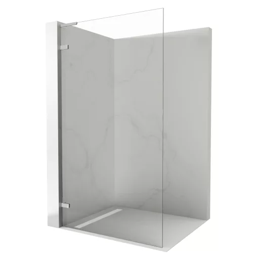 HD Sky "L" Chrome Walk-In zuhanyfal 8 mm vastag vízlepergető biztonsági üveggel, 200 cm magas, krómozott zsanérokkal és "L" merevítővel