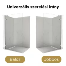 HD Sky "L" Chrome Walk-In zuhanyfal 8 mm vastag vízlepergető biztonsági üveggel, 200 cm magas, krómozott zsanérokkal és "L" merevítővel
