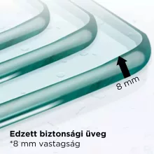 HD Sky "L" Chrome Walk-In zuhanyfal 8 mm vastag vízlepergető biztonsági üveggel, 200 cm magas, krómozott zsanérokkal és "L" merevítővel