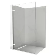 HD Sky "L" White Walk-In zuhanyfal 8 mm vastag vízlepergető biztonsági üveggel, 200 cm magas, matt fehér zsanérokkal és "L" merevítővel