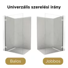 HD Sky "L" White Walk-In zuhanyfal 8 mm vastag vízlepergető biztonsági üveggel, 200 cm magas, matt fehér zsanérokkal és "L" merevítővel
