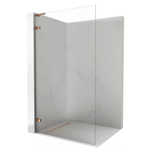 HD Sky "L" Rose Walk-In zuhanyfal 8 mm vastag vízlepergető biztonsági üveggel, 200 cm magas, rózsa arany zsanérokkal és "L" merevítővel