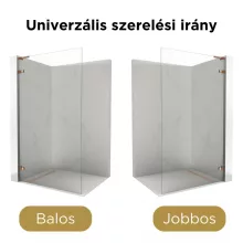HD Sky "L" Rose Walk-In zuhanyfal 8 mm vastag vízlepergető biztonsági üveggel, 200 cm magas, rózsa arany zsanérokkal és "L" merevítővel