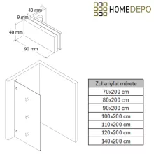 HD Sky "L" Rose Walk-In zuhanyfal 8 mm vastag vízlepergető biztonsági üveggel, 200 cm magas, rózsa arany zsanérokkal és "L" merevítővel
