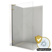 HD Sky "L" Gold Walk-In zuhanyfal 8 mm vastag vízlepergető biztonsági üveggel, 200 cm magas, fényes arany zsanérokkal és "L" merevítővel