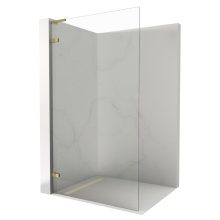 HD Sky "L" Gold Walk-In zuhanyfal 8 mm vastag vízlepergető biztonsági üveggel, 200 cm magas, fényes arany zsanérokkal és "L" merevítővel